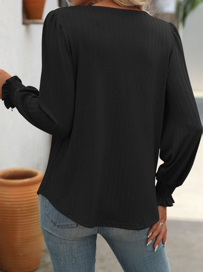 Mandy Square Neck Long Sleeve Top - -