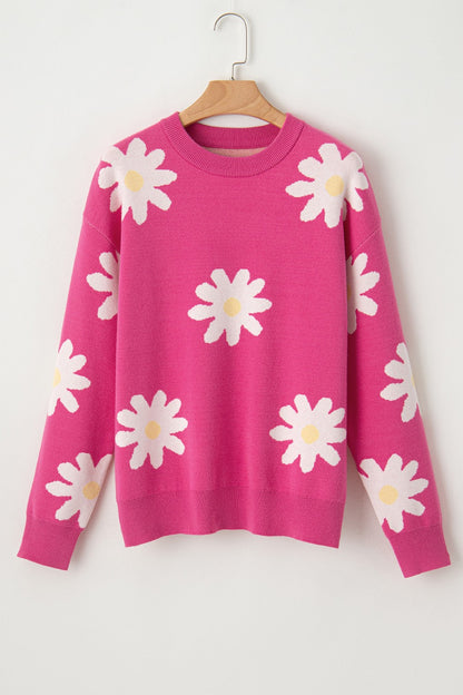 Daisy Round Neck Dropped Shoulder Sweater