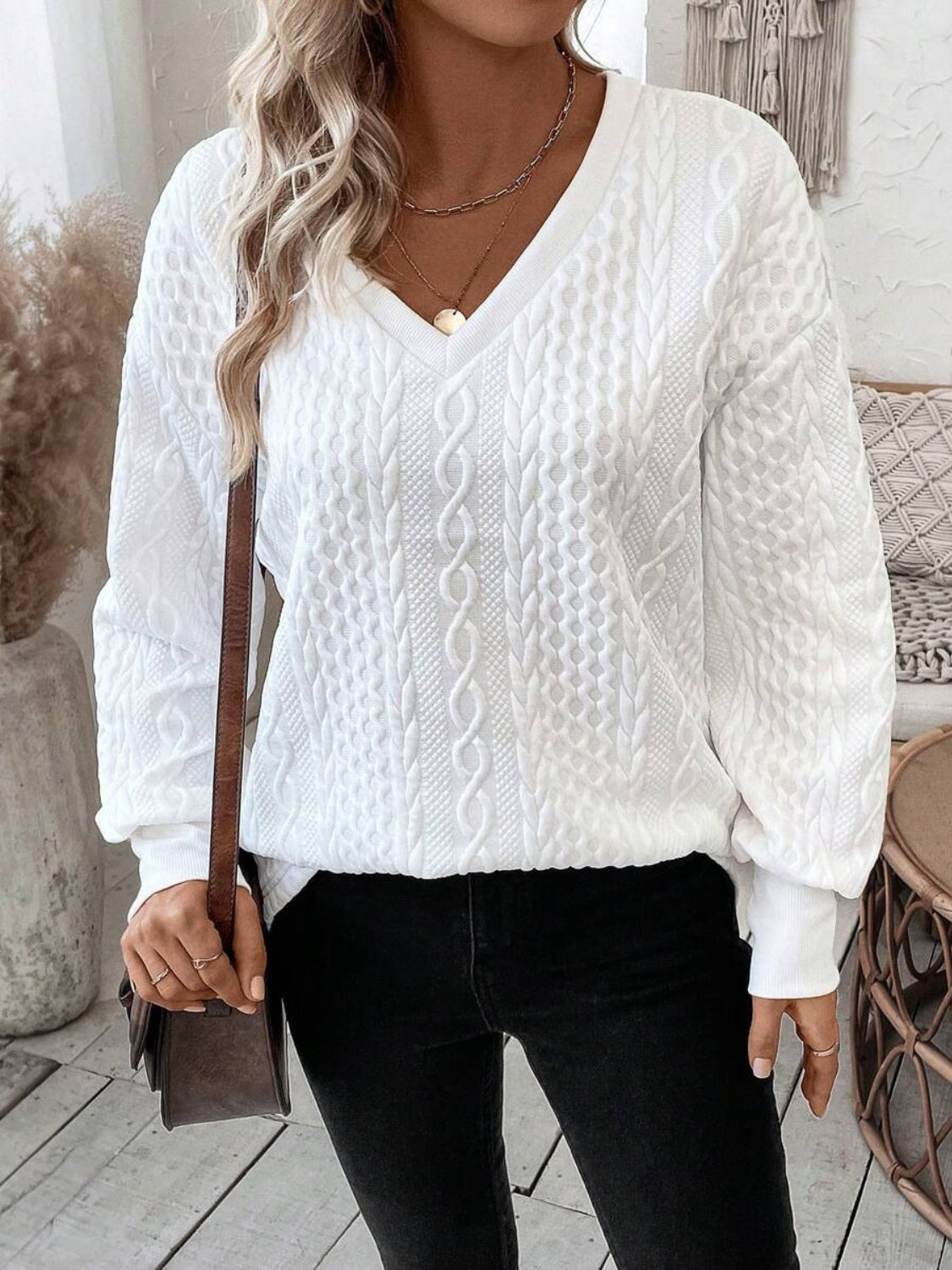 V-Neck Long Sleeve Sweatshirt