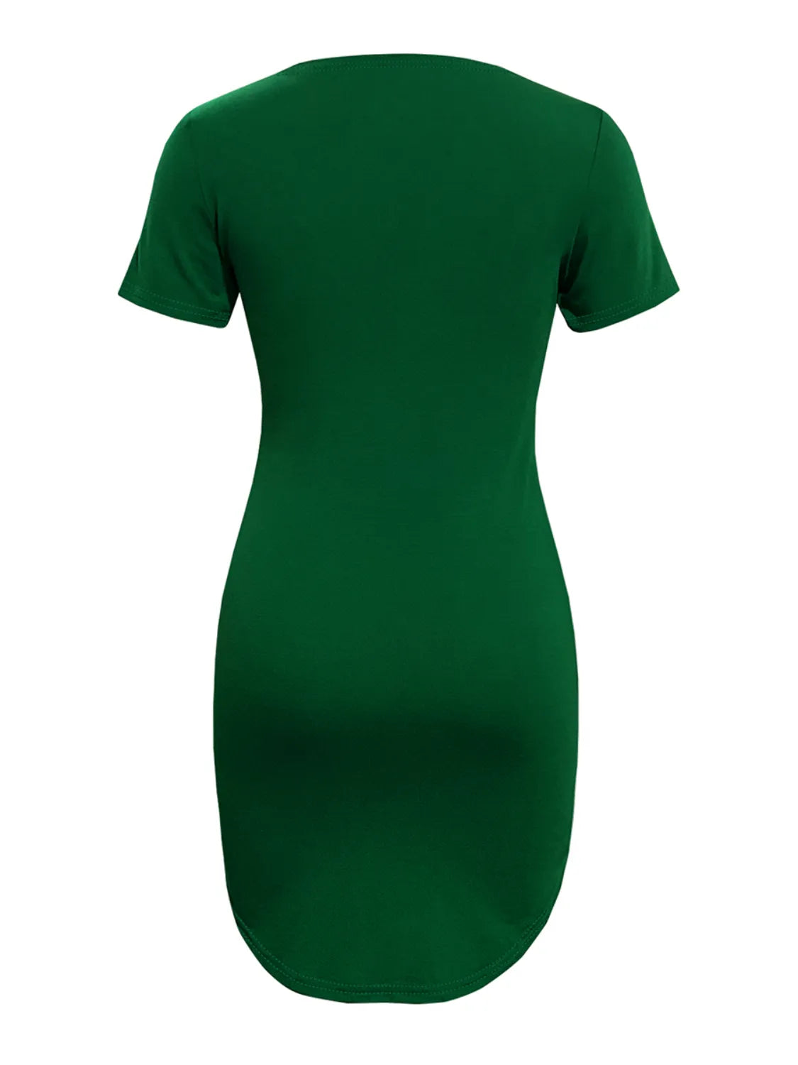 Round Neck Short Sleeve Mini Tee Dress - -