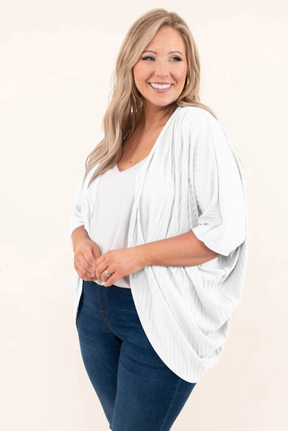 Plus Size Ribbed Cocoon Cover Up - -