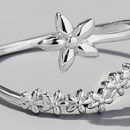 925 Sterling Silver Flower Ring - -
