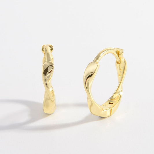 925 Sterling Silver Hoop Earrings - Gold One Size -