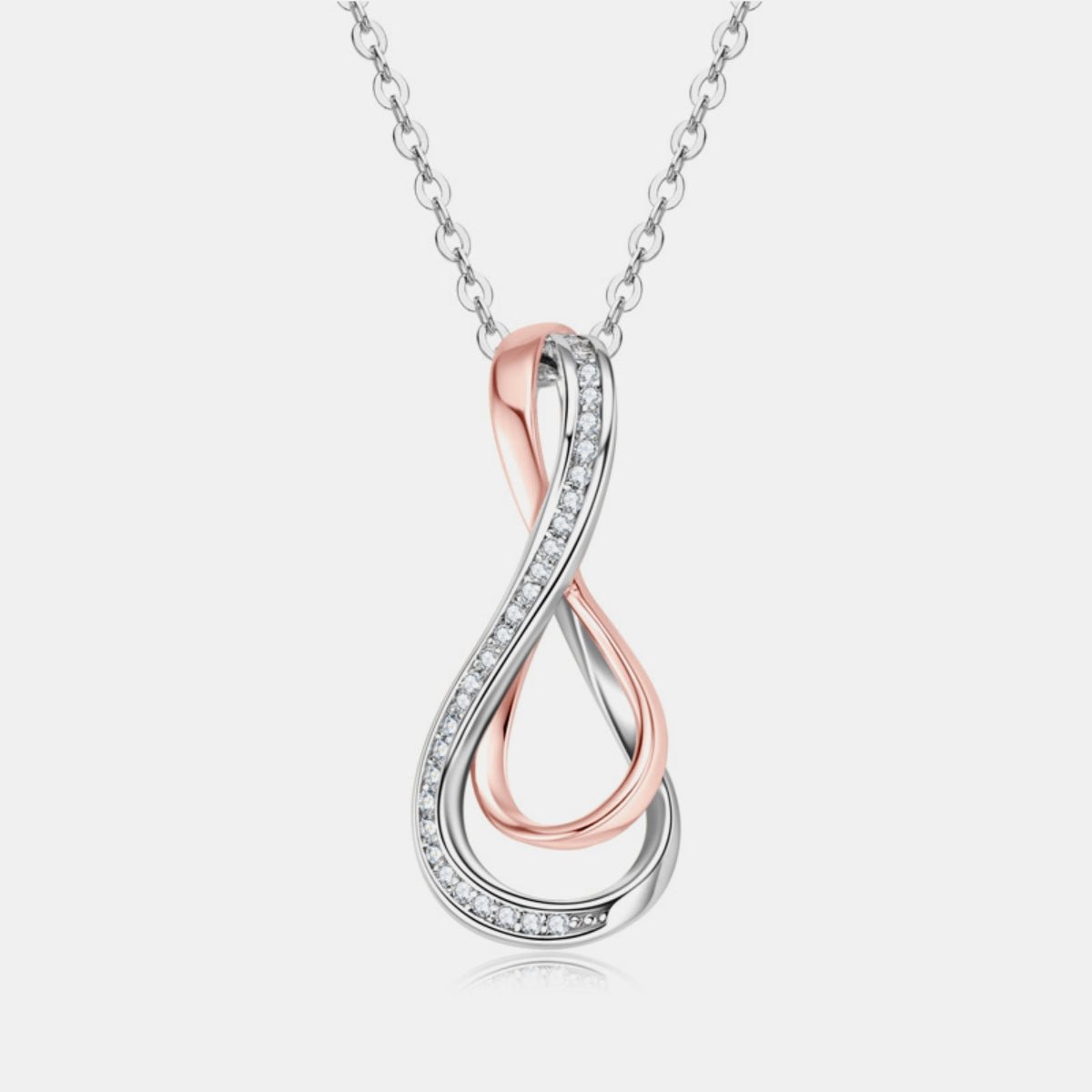 925 Sterling Silver Inlaid Moissanite Infinity Pendant Necklace - -