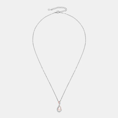 925 Sterling Silver Inlaid Moissanite Infinity Pendant Necklace - -