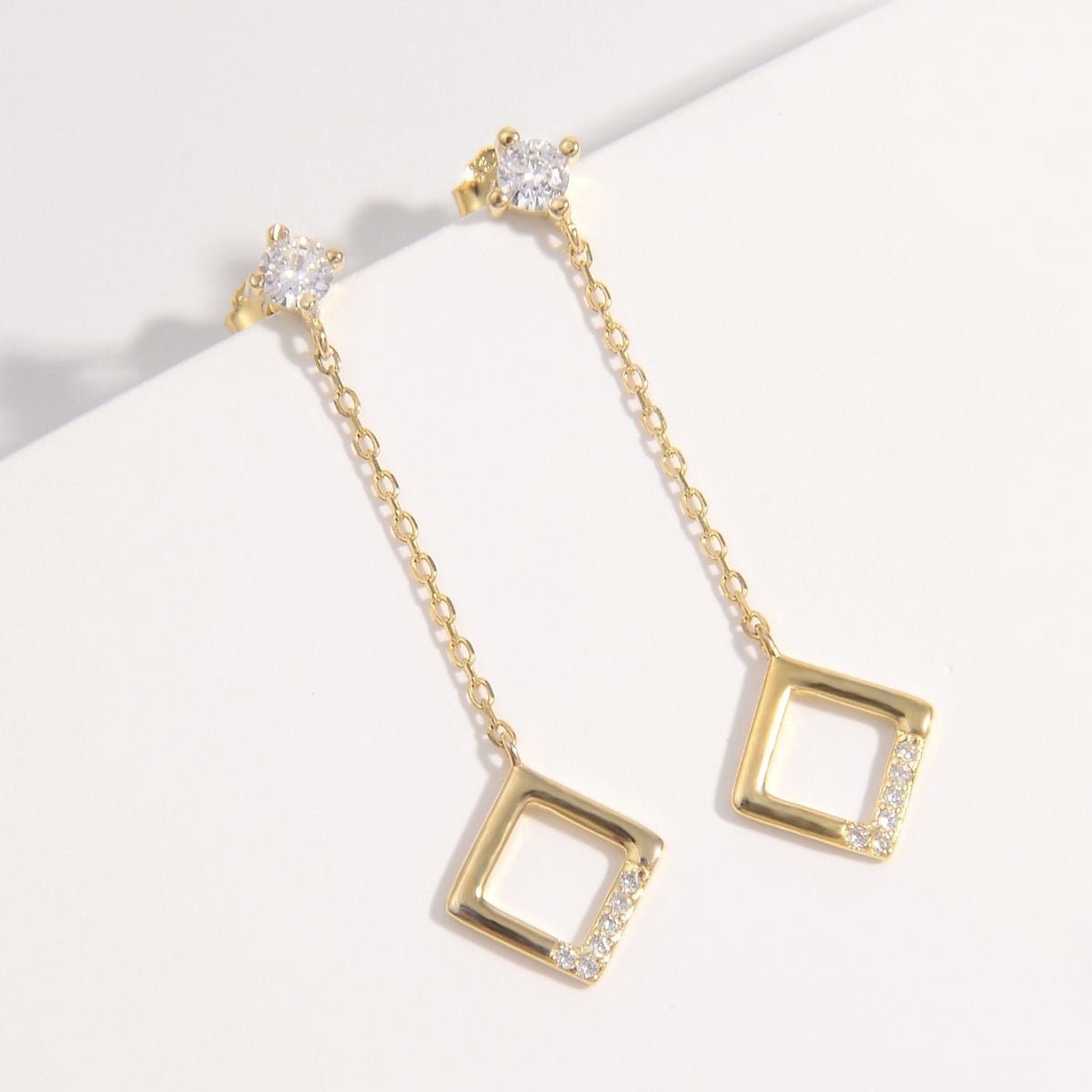 925 Sterling Silver Inlaid Zircon Earrings - -