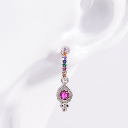 925 Sterling Silver Inlaid Zircon Earrings - Silver One Size -