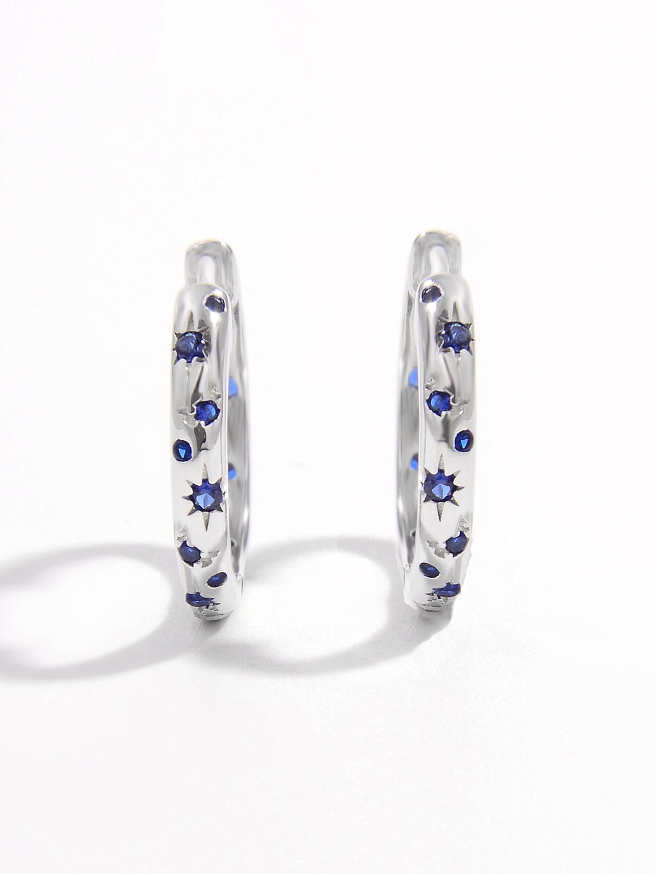 925 Sterling Silver Inlaid Zircon Huggie Earrings - -