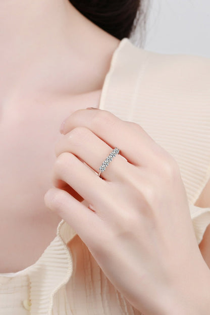 925 Sterling Silver Moissanite Ring - Silver -