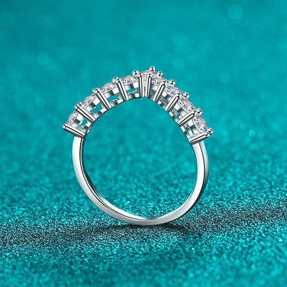925 Sterling Silver Moissanite V Shape Ring - -