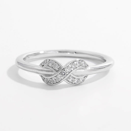 925 Sterling Silver Zircon Geometric Ring - Silver -