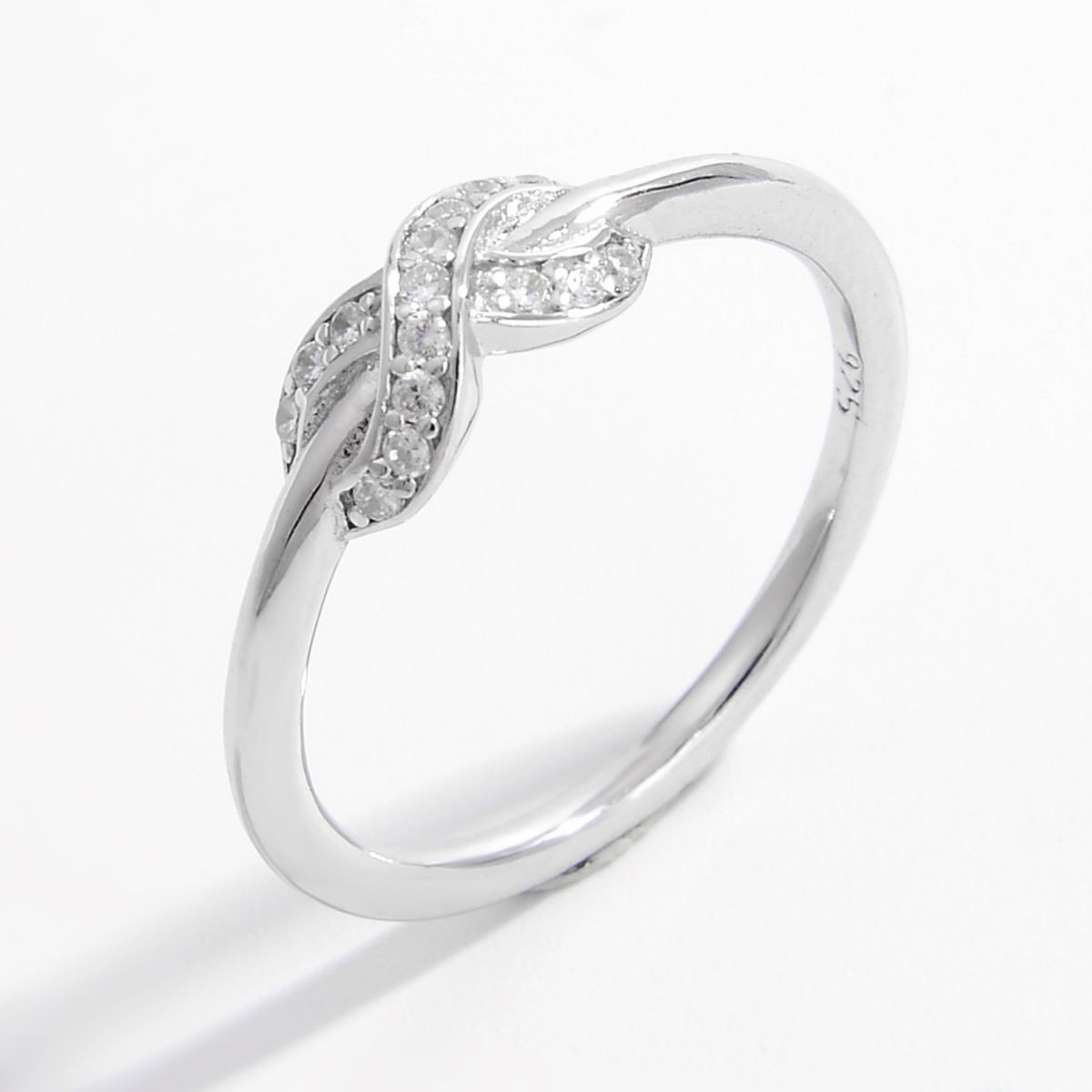 925 Sterling Silver Zircon Geometric Ring - -