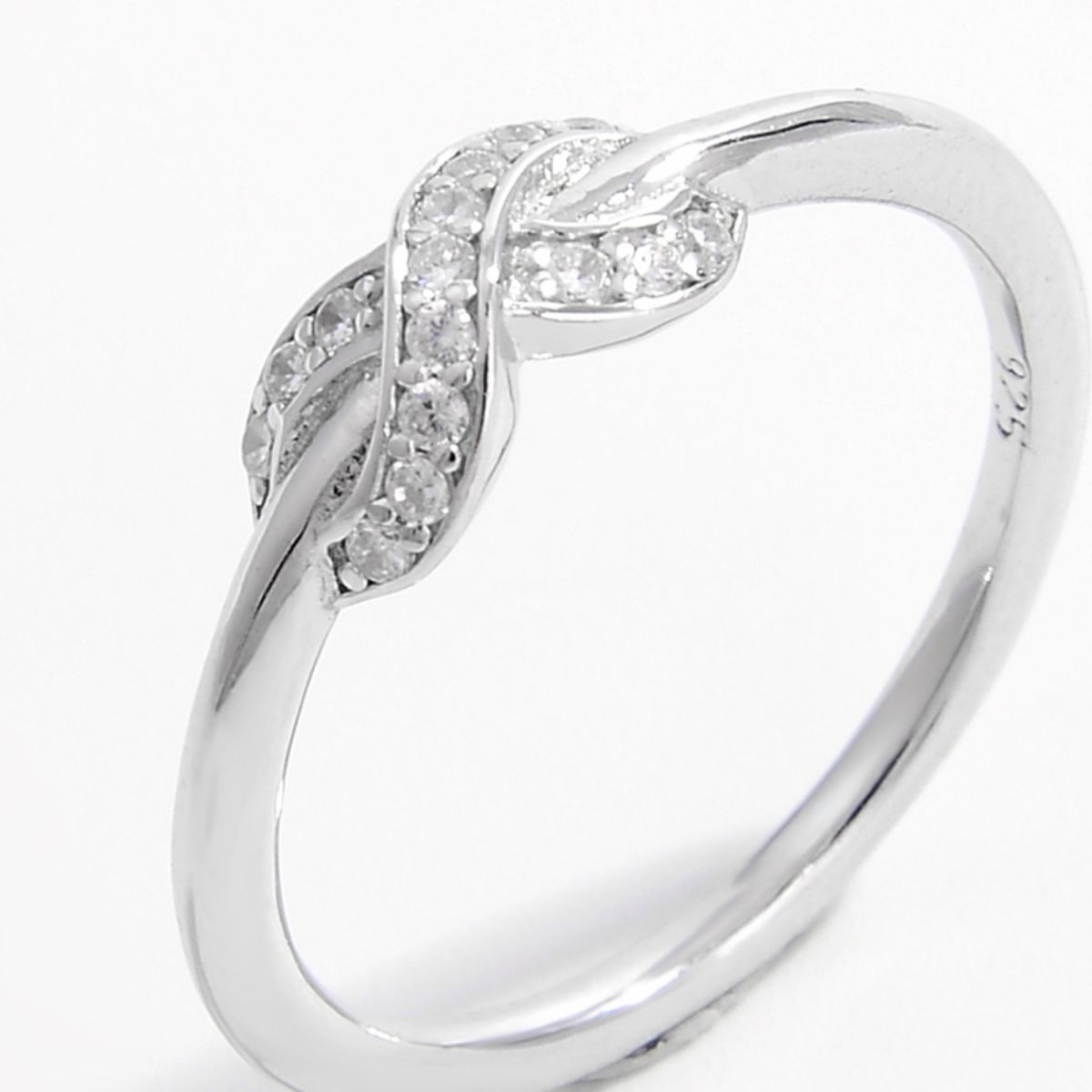 925 Sterling Silver Zircon Geometric Ring - -