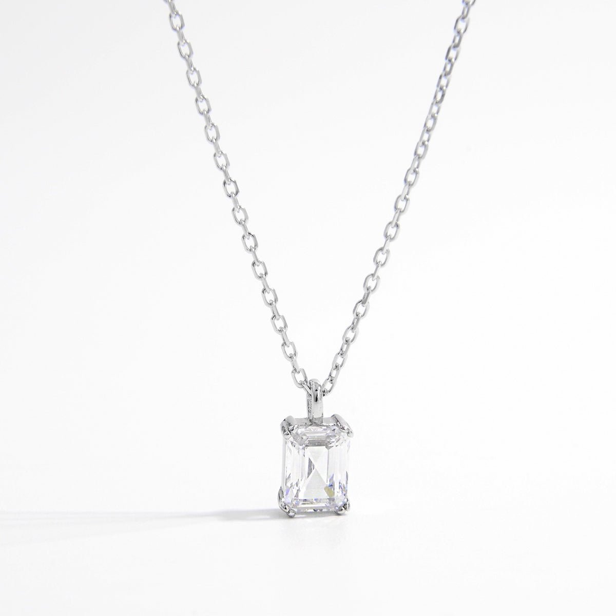 925 Sterling Silver Zircon Pendant Necklace - Silver One Size -