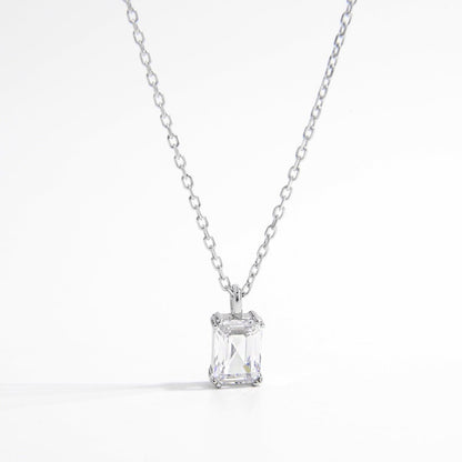 925 Sterling Silver Zircon Pendant Necklace - Silver One Size -