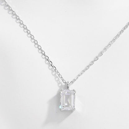 925 Sterling Silver Zircon Pendant Necklace - -