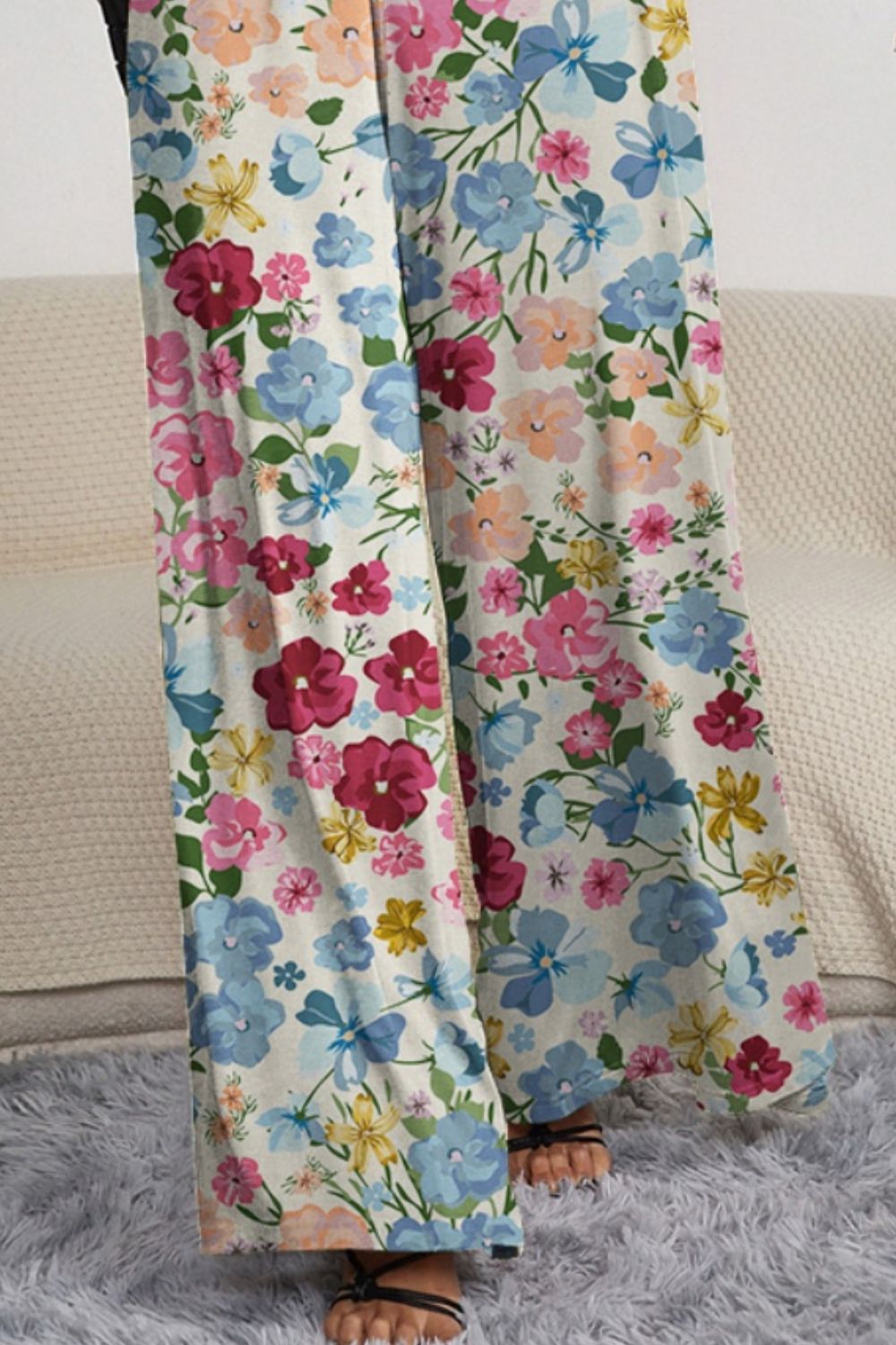 FAM-FAM Decorative Button Spaghetti Strap Wide Leg Jumpsuit - -