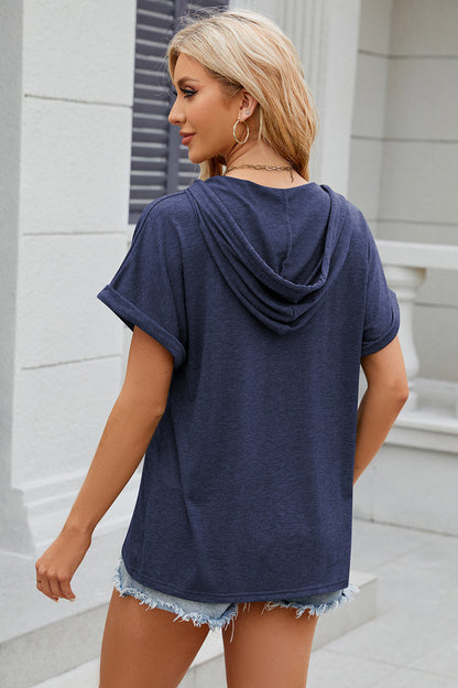 Florira Hooded Short Sleeve T-Shirt - -