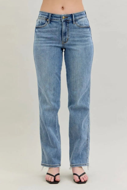 Judy Blue Frayed Hem Cell Phone Pocket Dad Jeans – | Shannon’s Chique Boutique