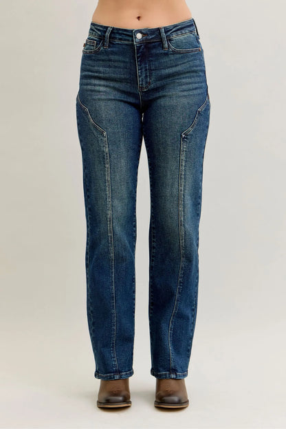 Judy Blue Full Size Seam Detail Straight Leg Jeans Plus Size – | Shannon’s Chique Boutique