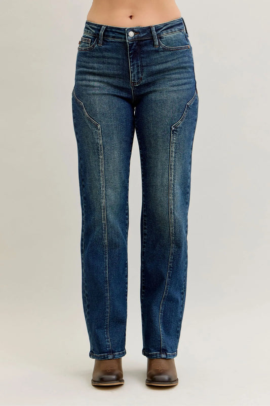 Judy Blue Full Size Seam Detail Straight Leg Jeans Plus Size – | Shannon’s Chique Boutique