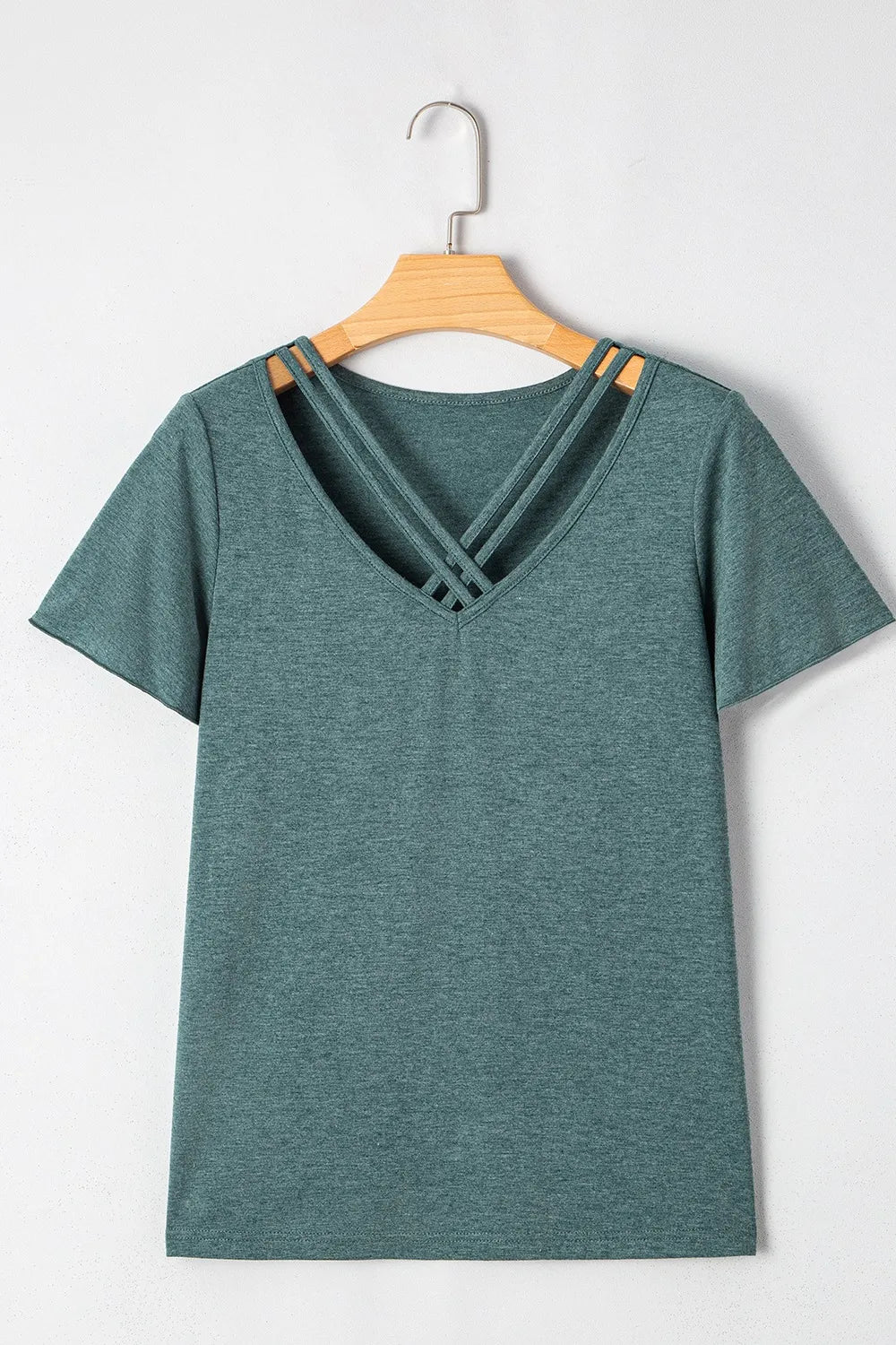 V-Neck Short Sleeve T-Shirt - -