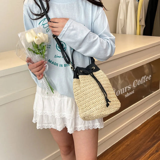 Limoncello Days – Raffia Bucket Crossbody - Beige onesize -