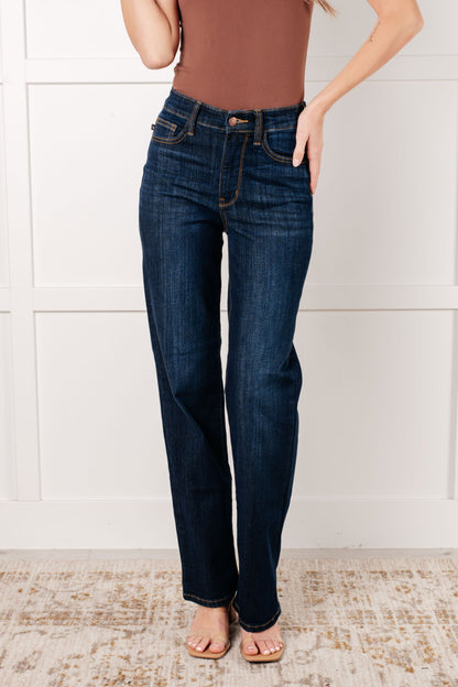 Alaina High Rise Classic Straight Jeans - - Denim