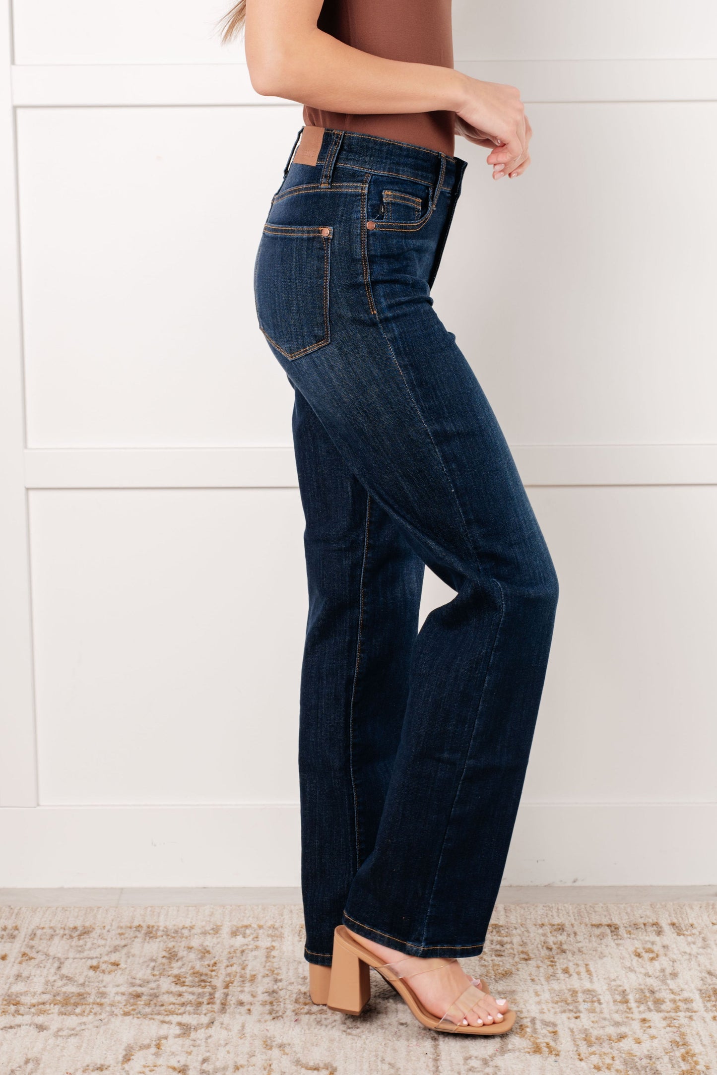 Alaina High Rise Classic Straight Jeans - - Denim