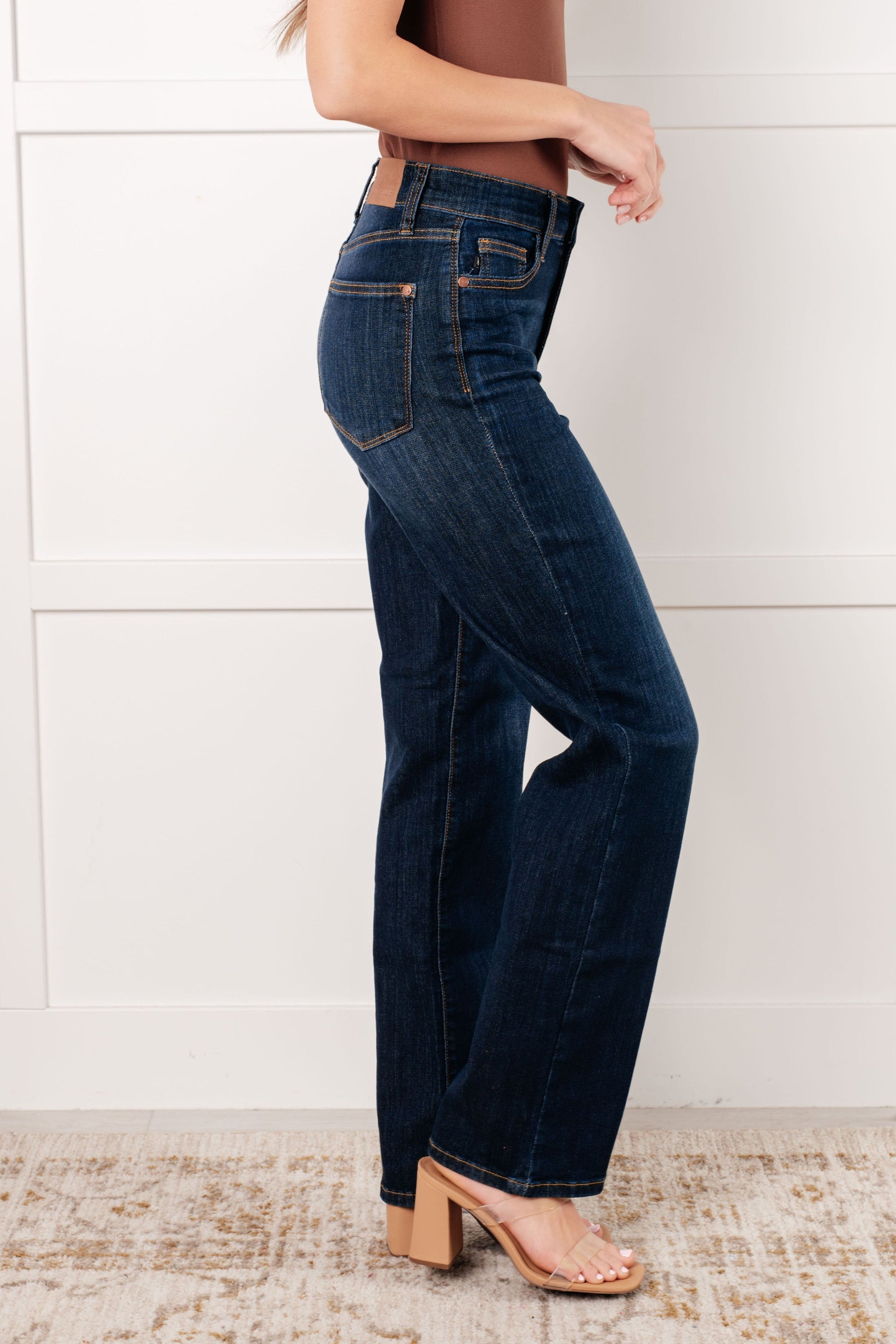 Alaina High Rise Classic Straight Jeans - - Denim