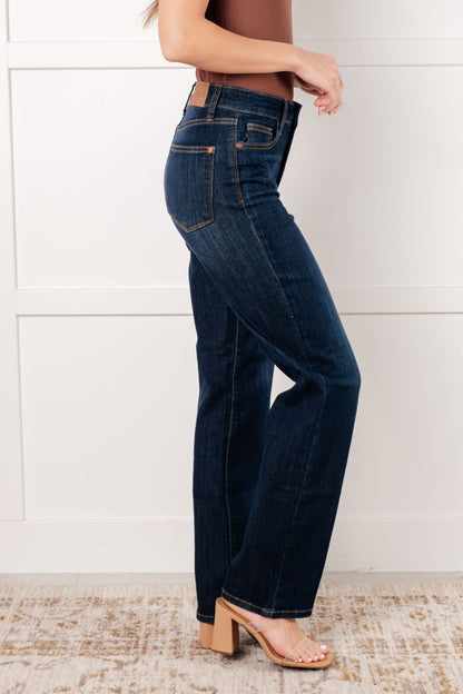 Alaina High Rise Classic Straight Jeans - - Denim