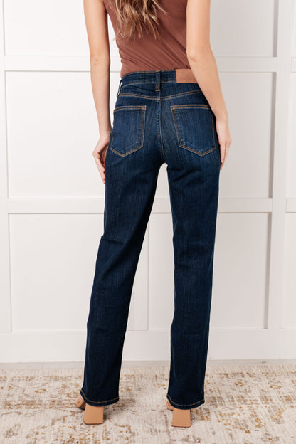 Alaina High Rise Classic Straight Jeans - - Denim