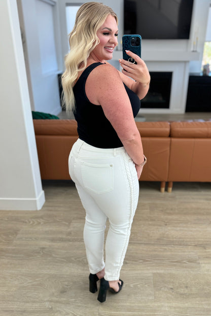 Maddie Mid Rise Braided Side Seam Relaxed Jeans – Denim | Shannon’s Chique Boutique