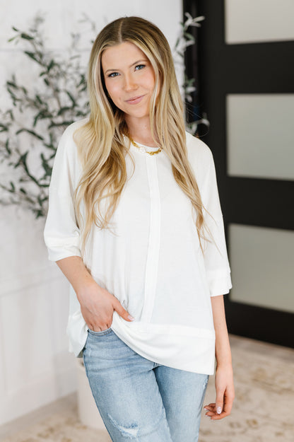 Stay On Top Relaxed Tee in Off White - - Womens