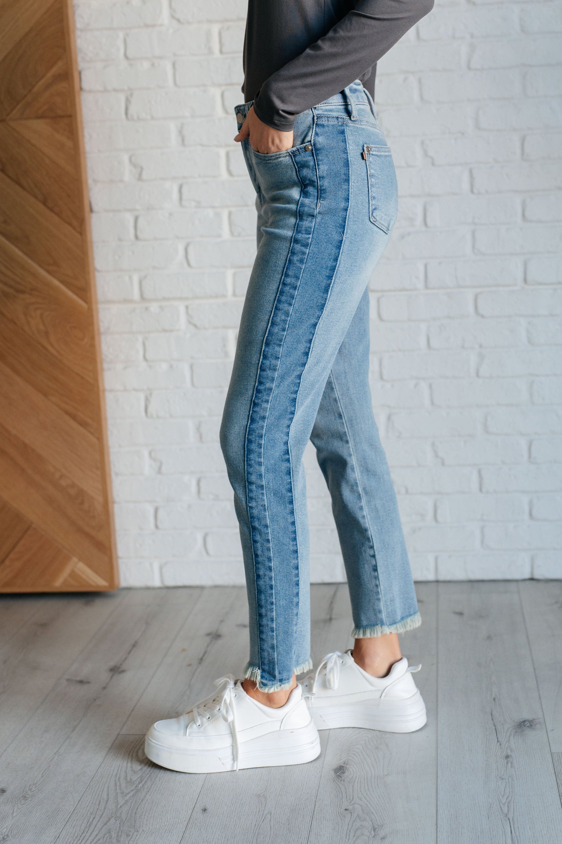 Susan High Rise Side Panel Detail Slim Jeans - - Denim