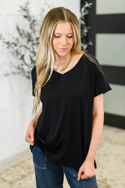 Top Shelf Basic V - Neck Ribbed Tee in Black – Womens | Shannon’s Chique Boutique