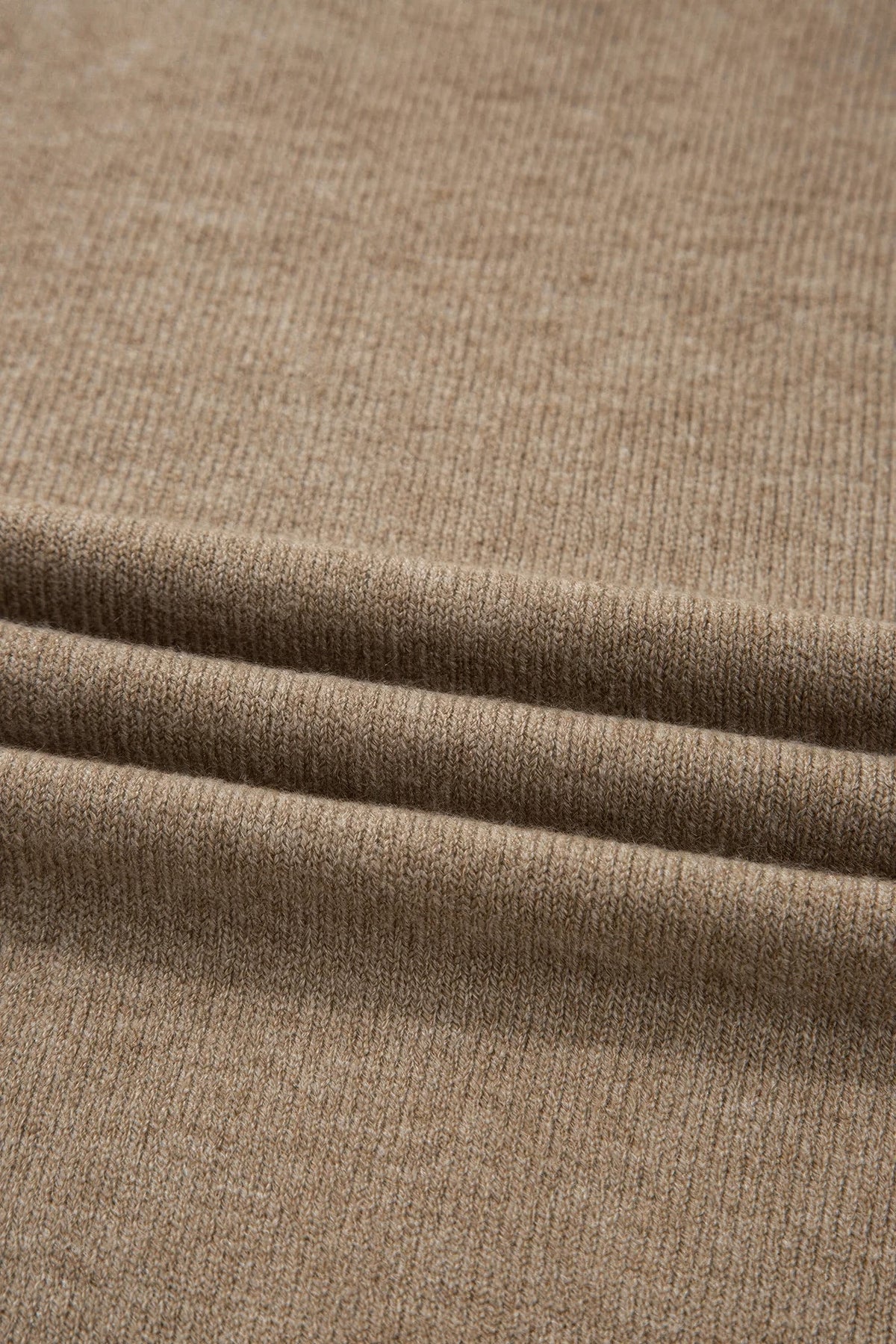 Solid buttoned bishop-sleeve crew neck sweater in white or camel, alternate product view 10