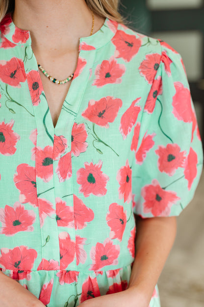 Wildflower Waltz Gathered Tier Dress in Mint - - Womens