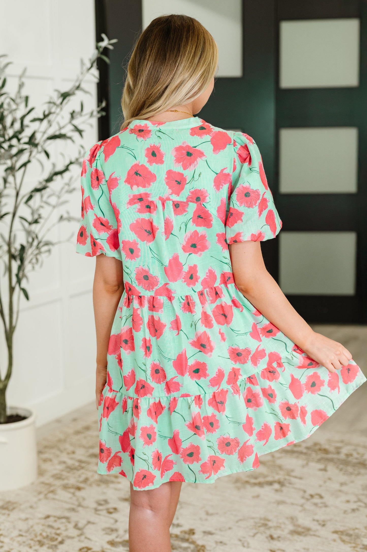 Wildflower Waltz Gathered Tier Dress in Mint - - Womens