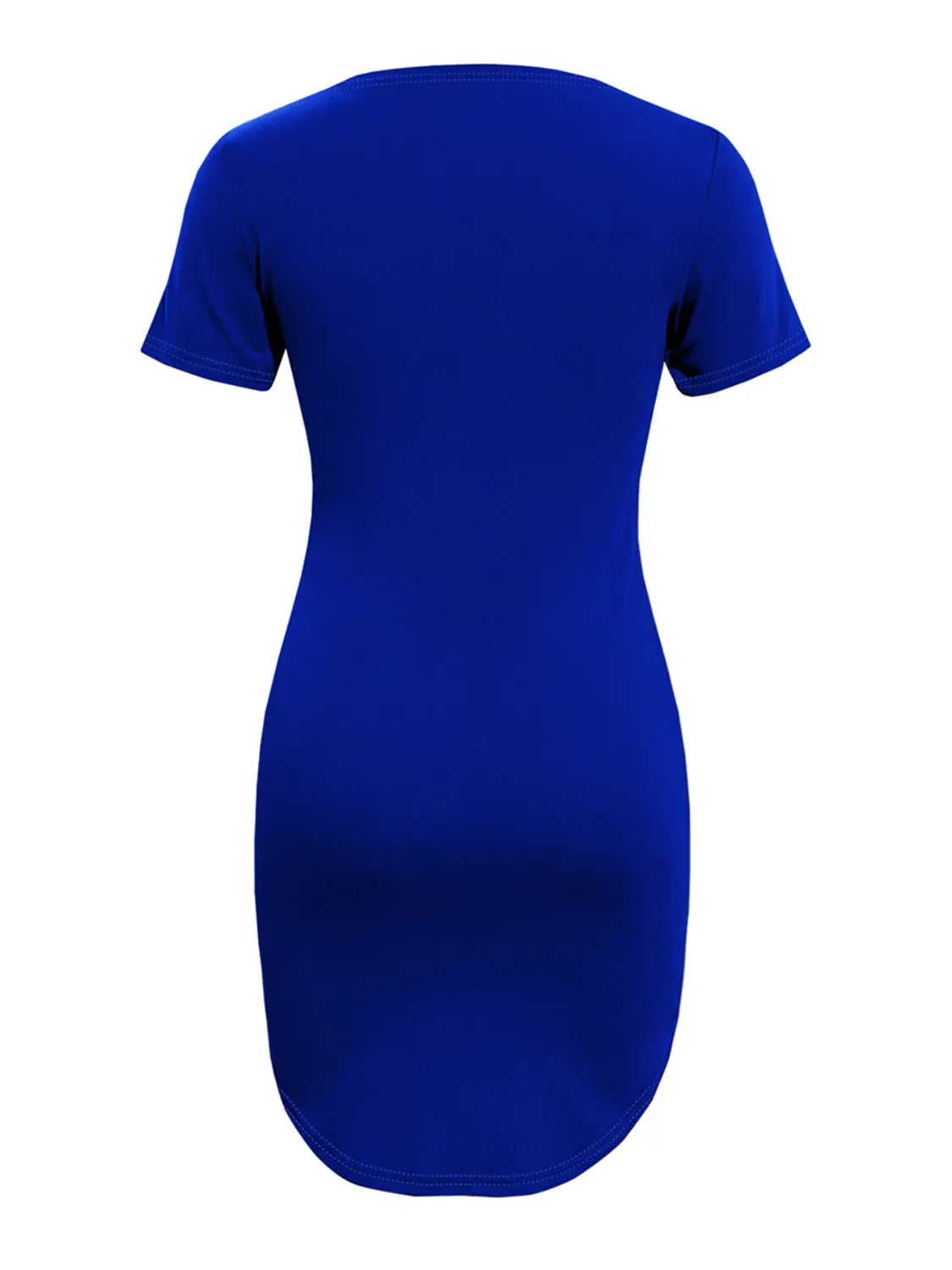 Round Neck Short Sleeve Mini Tee Dress - -