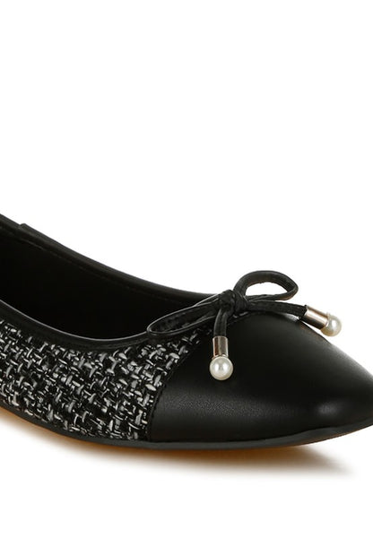 Acino Boucle Pearl Bow Ballet Flats - Chic Slip - On Ballerinas – | Shannon’s Chique Boutique