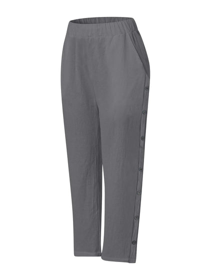 Coastal Stroll – Button Linen Pants – | Shannon’s Chique Boutique