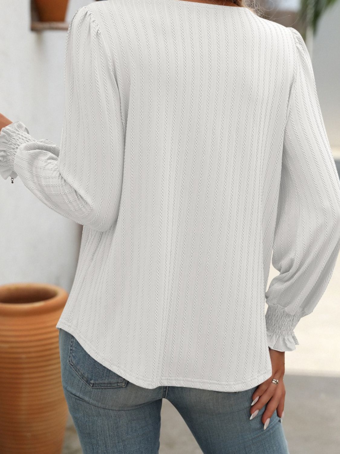 Mandy Square Neck Long Sleeve Top - -