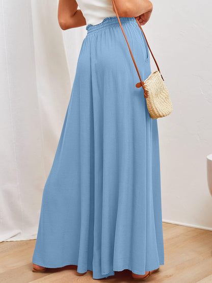 Wide Leg Pants with Pockets - -
