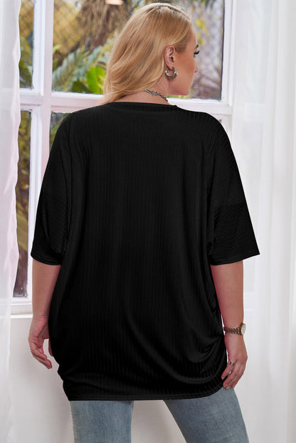 Plus Size Ribbed Cocoon Cover Up - -