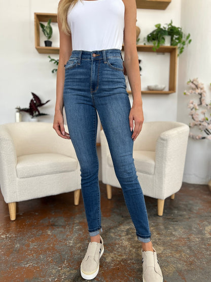 Judy Blue Full Size Cuffed Hem Low Waist Skinny Jeans