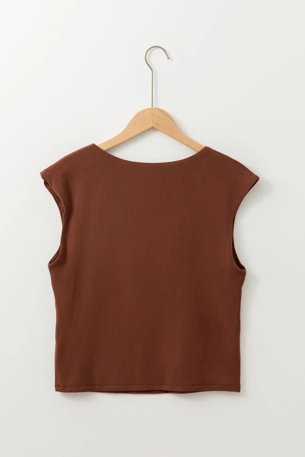 Round Neck Slim Cap Sleeve Top - -