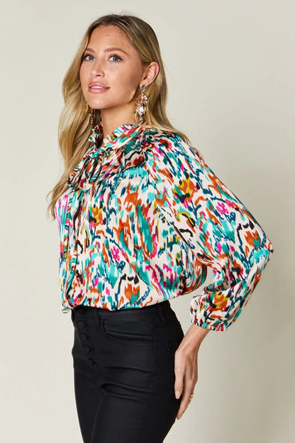 Double Take Full Size Printed Button Up Long Sleeve Shirt – | Shannon’s Chique Boutique