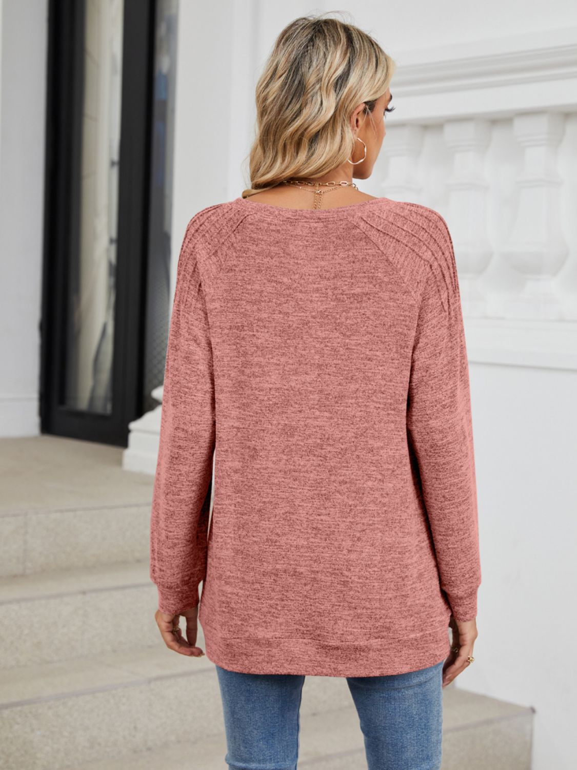 Round Neck Long Sleeve T-Shirt - -