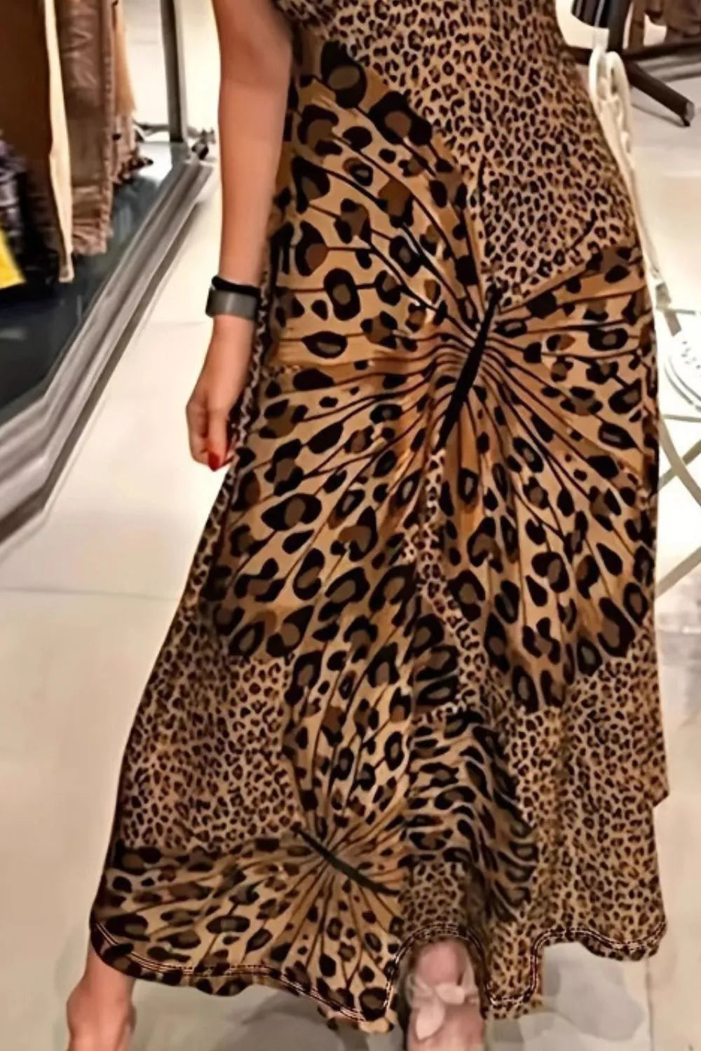 Butterfly Leopard Maxi Cami Dress - -